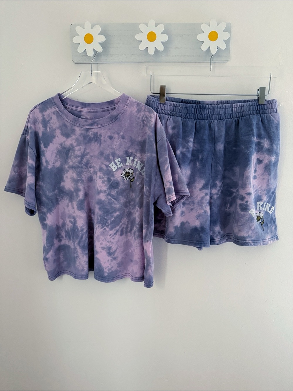 Matching Set | Be Kind 🌼 Tie-Dye crop top elastic shorts 2 piece set | grunge